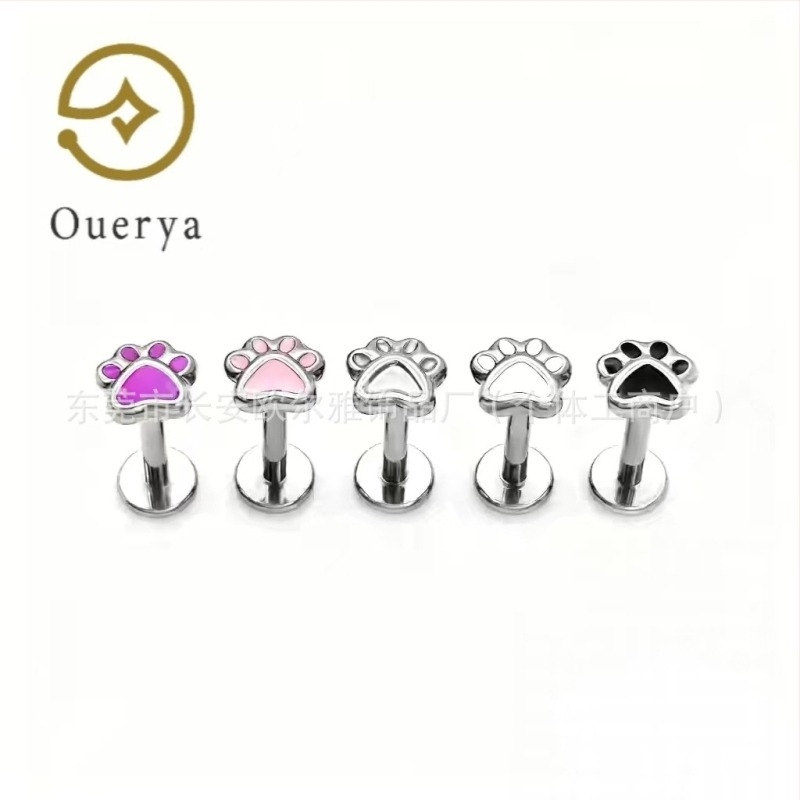 Обеци от титиева сплав, капково емайл с мотиви котешка лапа и лапа на мечка, геометричен дизайн, полирана повърхност