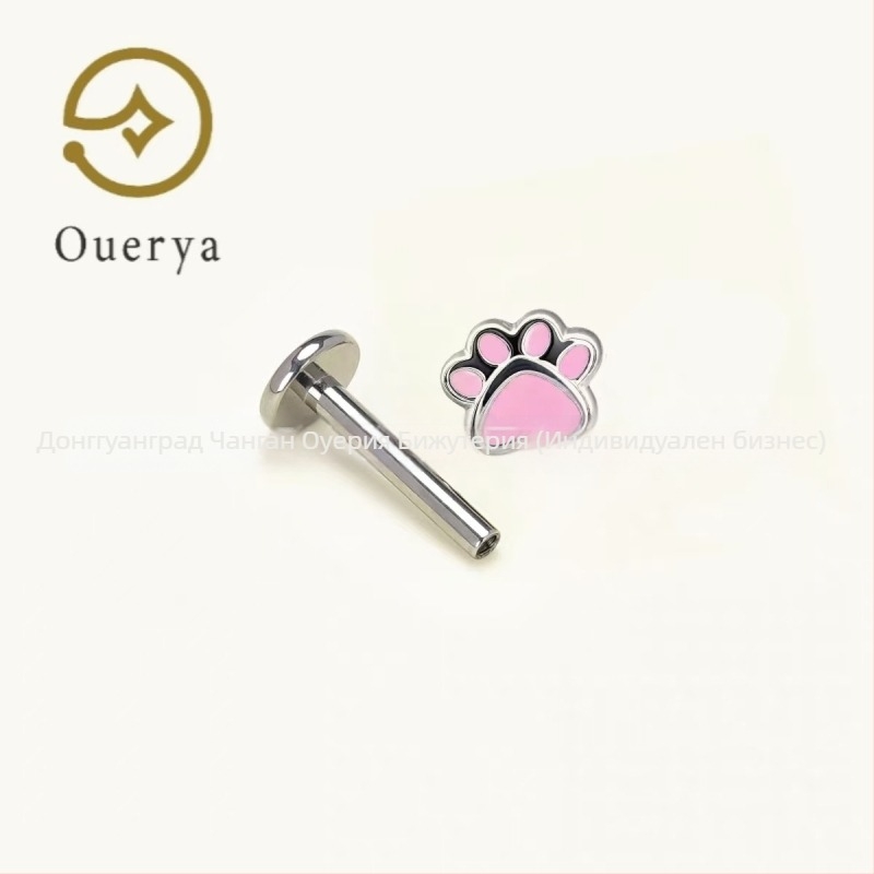 Обеци от титиева сплав, капково емайл с мотиви котешка лапа и лапа на мечка, геометричен дизайн, полирана повърхност