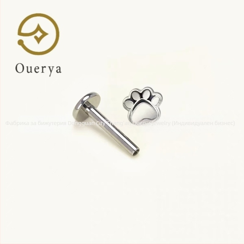 Обеци от титиева сплав, капково емайл с мотиви котешка лапа и лапа на мечка, геометричен дизайн, полирана повърхност