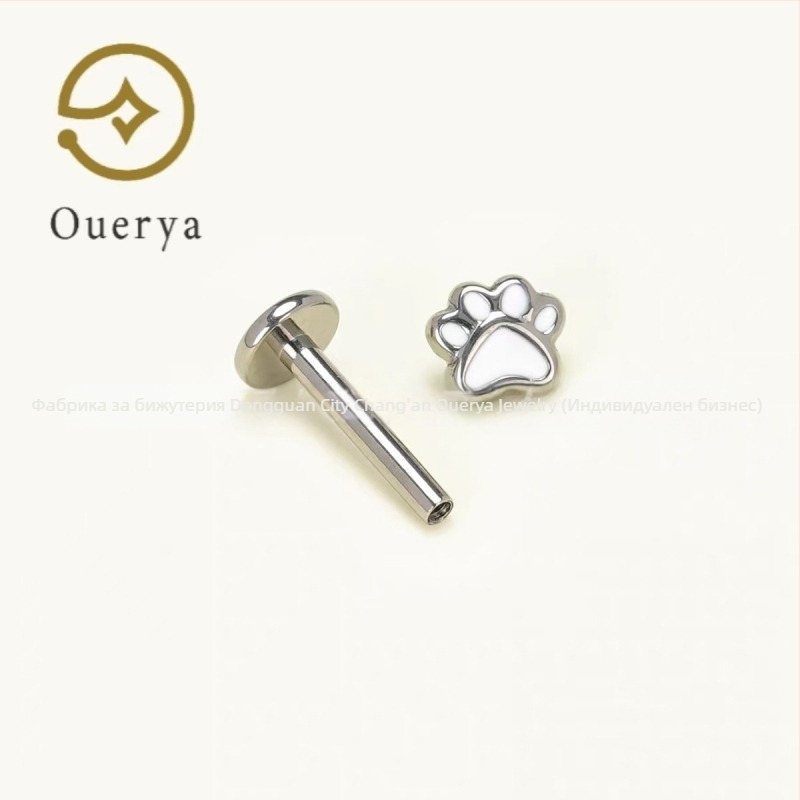 Обеци от титиева сплав, капково емайл с мотиви котешка лапа и лапа на мечка, геометричен дизайн, полирана повърхност
