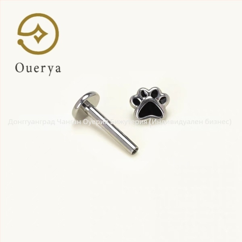 Обеци от титиева сплав, капково емайл с мотиви котешка лапа и лапа на мечка, геометричен дизайн, полирана повърхност