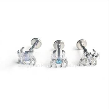 Обици с форма на паяк, G23 титаниева сплав, циркониеви кристали 5A, геометричен дизайн, унисекс