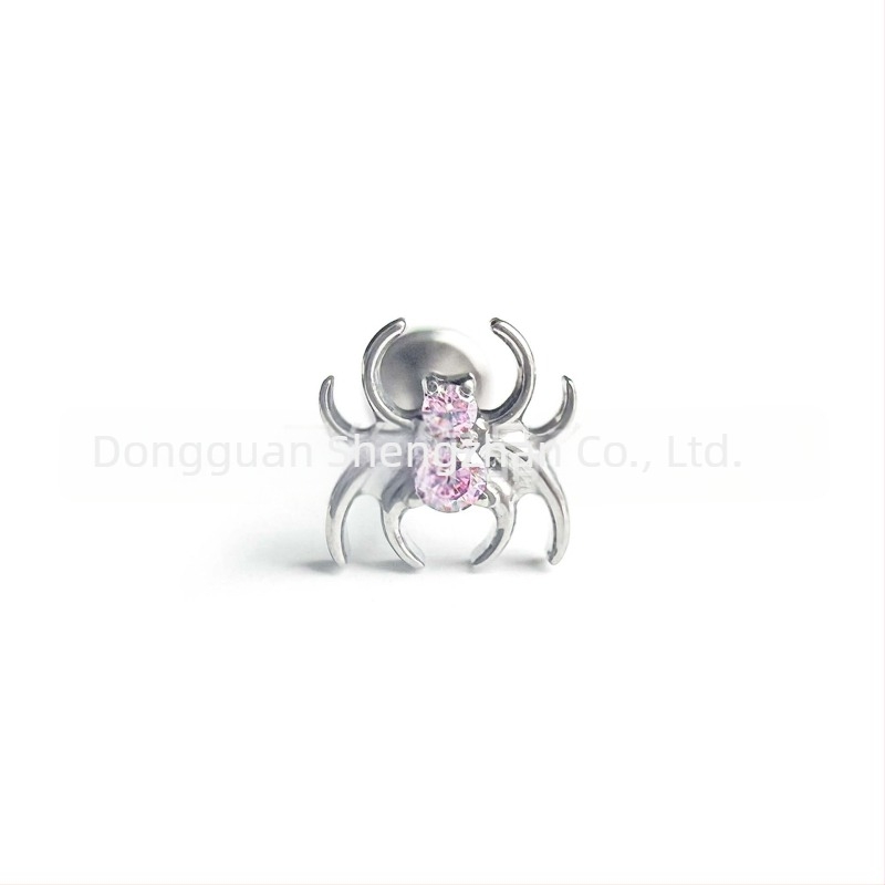 Обици с форма на паяк, G23 титаниева сплав, циркониеви кристали 5A, геометричен дизайн, унисекс