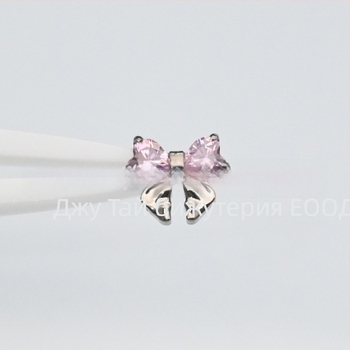 Обеци - форма лък, титиева сплав за импланти ASTM F-136, обработка с диаманти, унисекс корейски стил