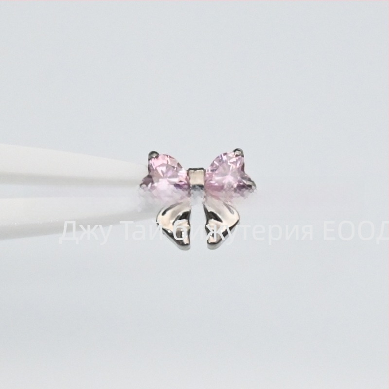 Обеци - форма лък, титиева сплав за импланти ASTM F-136, обработка с диаманти, унисекс корейски стил