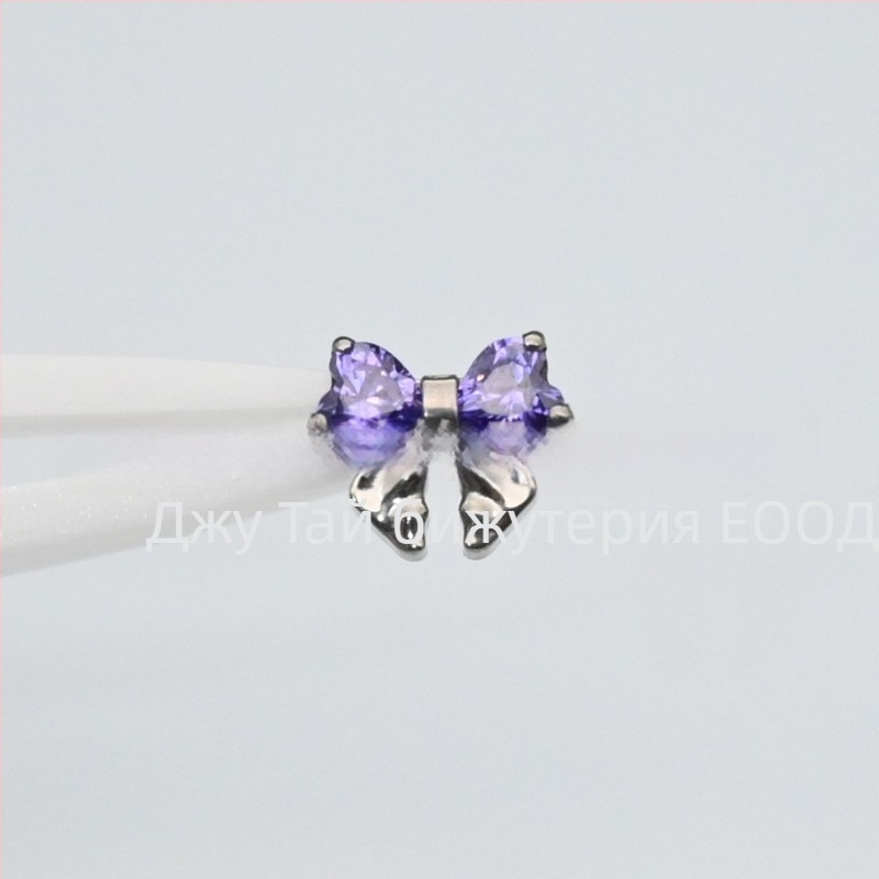 Обеци - форма лък, титиева сплав за импланти ASTM F-136, обработка с диаманти, унисекс корейски стил