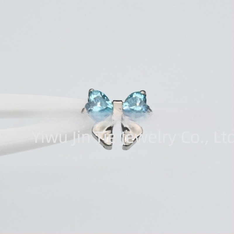 Обеци - форма лък, титиева сплав за импланти ASTM F-136, обработка с диаманти, унисекс корейски стил