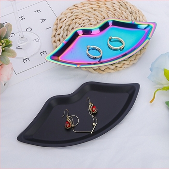 Метална тава за бижута и козметика, Nordic стил, нерегулярна форма, неръждаема стомана, вакуумно покритие, печат на лого