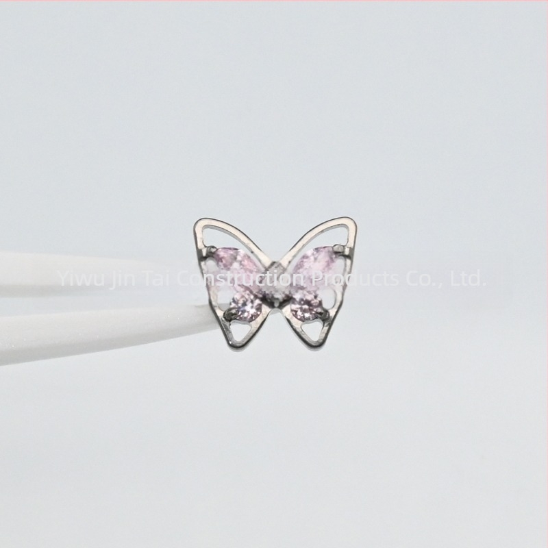 Обеци от имплантен клас титиева сплав, пеперуден дизайн с маркиз разрез диамантени камъни