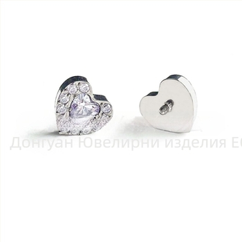 Сърцевидни обеци с цирконови камъни от титиева сплав G23