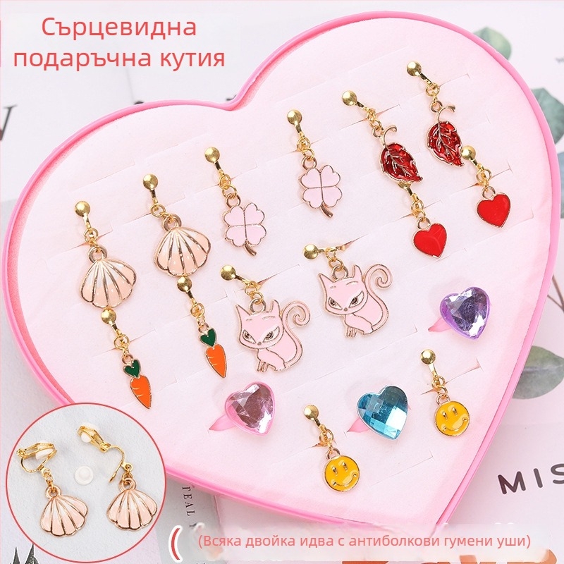 Клипси за ухо, корейски стил, дизайн с животни от анимация, сплав, електроплатиране, самостоятелна опаковка