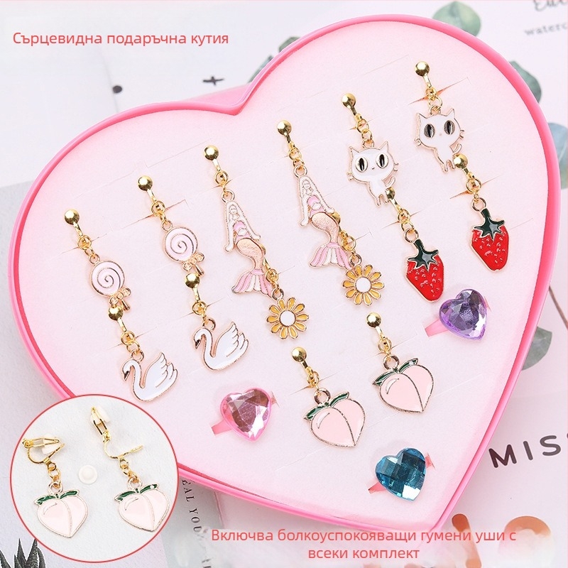 Клипси за ухо, корейски стил, дизайн с животни от анимация, сплав, електроплатиране, самостоятелна опаковка