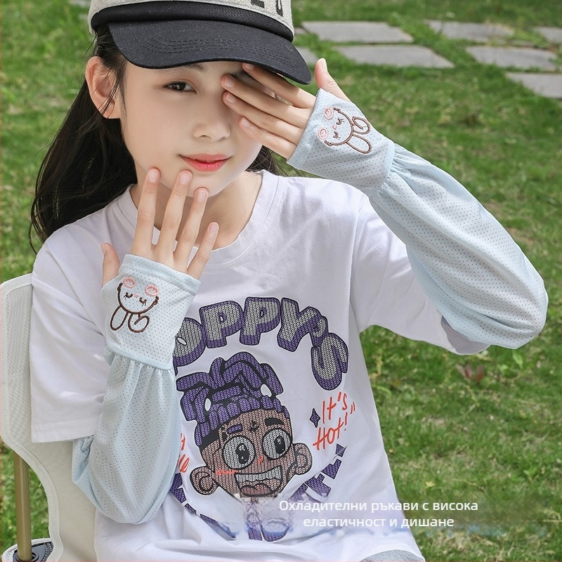 Детски UV ръкави от ледена коприна за шофиране на открито, Cartoon стил