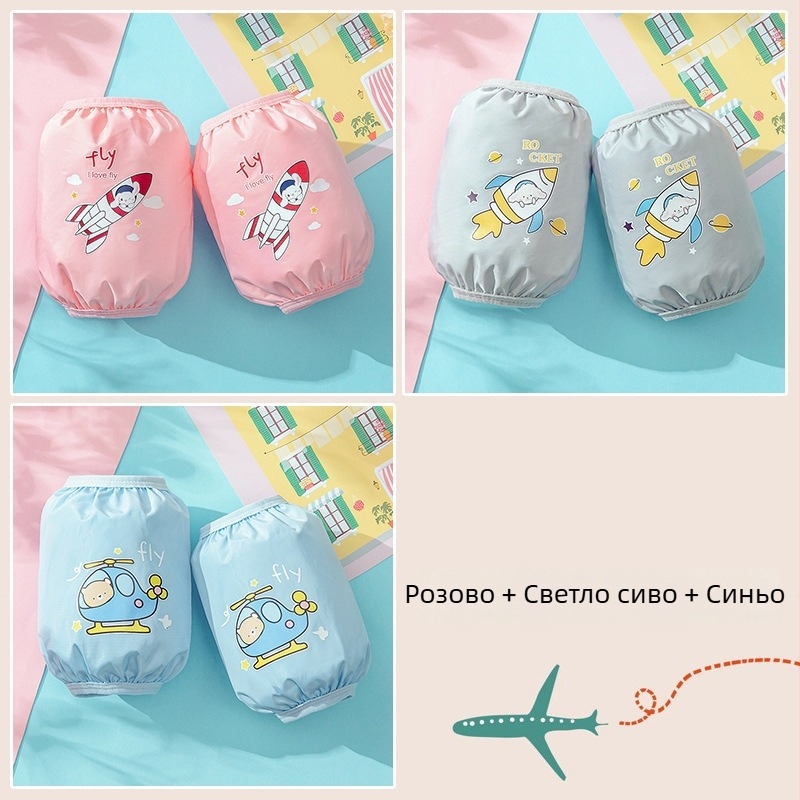 Защитни ръкави за бебета 0–3 години, водоустойчиви и маслоустойчиви, тарпаулин, карикатурен дизайн, къс стил