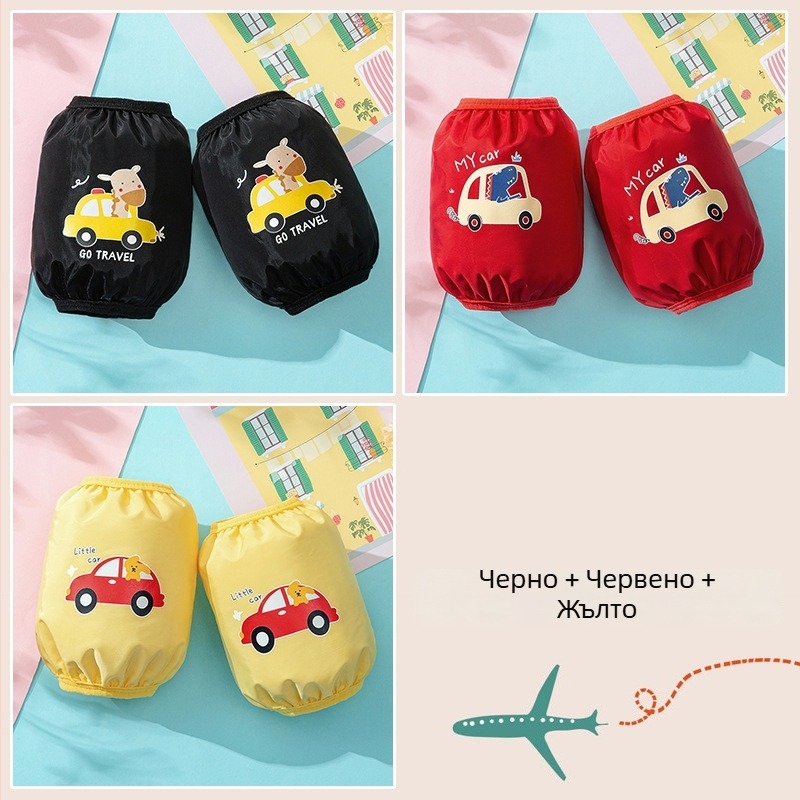 Защитни ръкави за бебета 0–3 години, водоустойчиви и маслоустойчиви, тарпаулин, карикатурен дизайн, къс стил