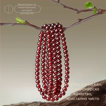 Полирана гранатена гривна от Qingya Jewelry, унисекс ръчно бижу, стил свеж и сладък