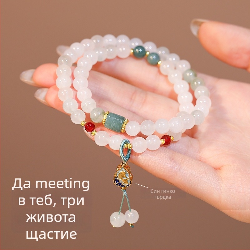 Гривна от естествен камък, ръчно изработена за жени с геометричен дизайн в нов китайски стил