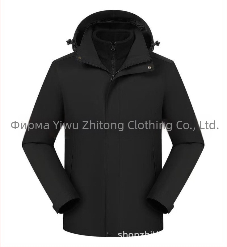 Три в едно яке със сваляема качулка, печат на лого, полиестер, стояща яка, цип