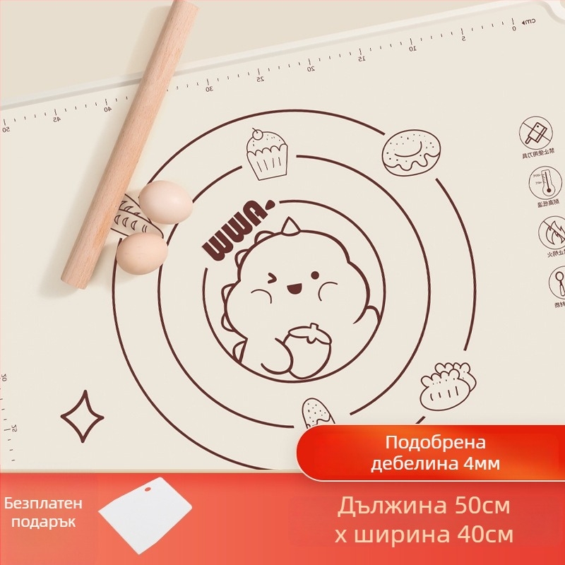 Удебелена силиконова подложка за месене, хранителен клас, не залепваща, персонализируема, подходяща за печене