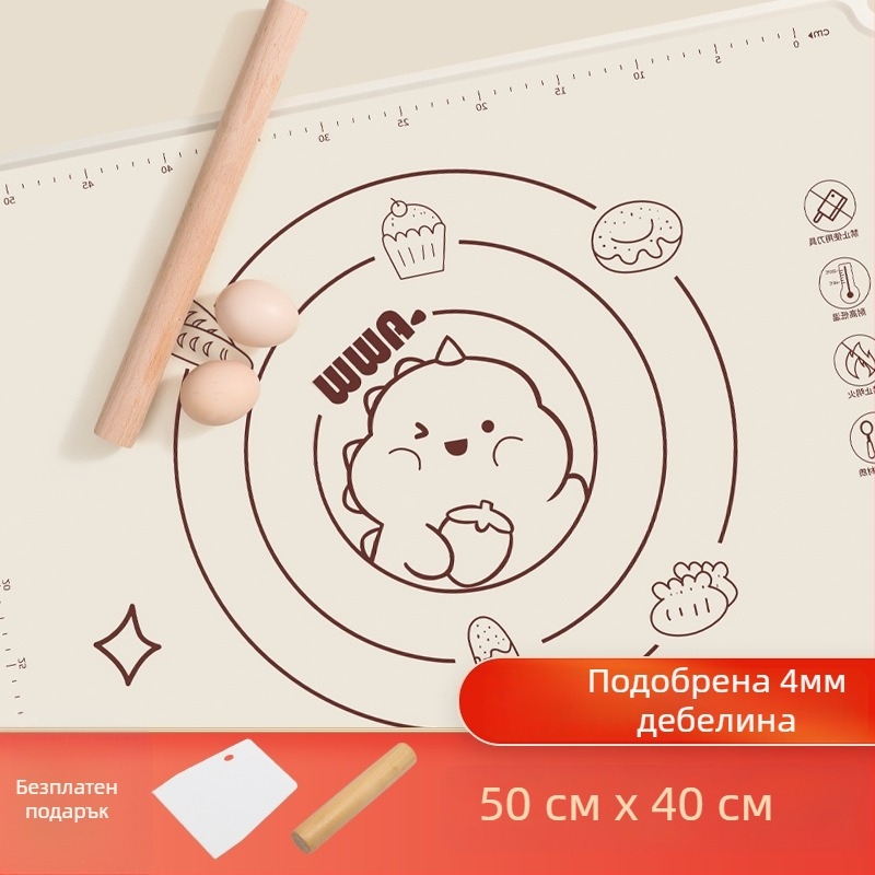 Удебелена силиконова подложка за месене, хранителен клас, не залепваща, персонализируема, подходяща за печене