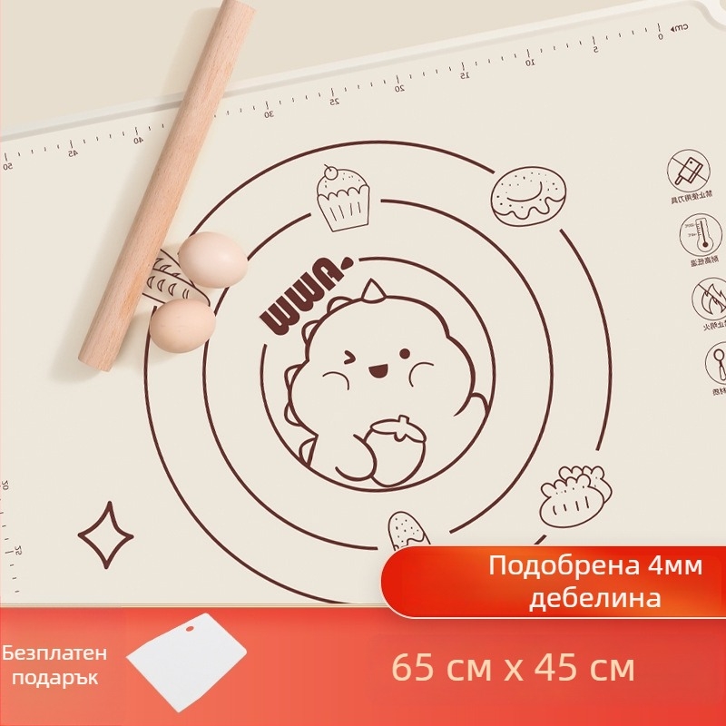 Удебелена силиконова подложка за месене, хранителен клас, не залепваща, персонализируема, подходяща за печене