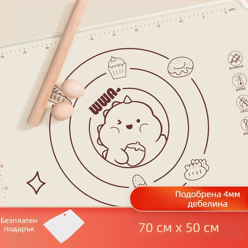 Удебелена силиконова подложка за месене, хранителен клас, не залепваща, персонализируема, подходяща за печене