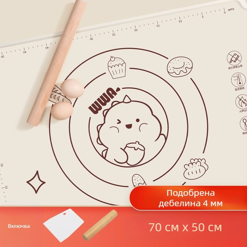 Удебелена силиконова подложка за месене, хранителен клас, не залепваща, персонализируема, подходяща за печене