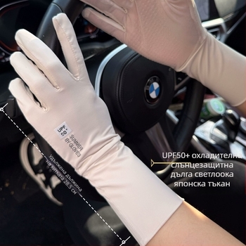 UPF50+ лятни ръкавици от ледена коприна, UV защита, противохлъзгащо покритие, удължен кит, за шофиране и колоездене