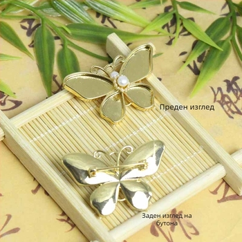 Ръчно изработена брошка от медна основа, дизайн кленов лист и цирконова вставка