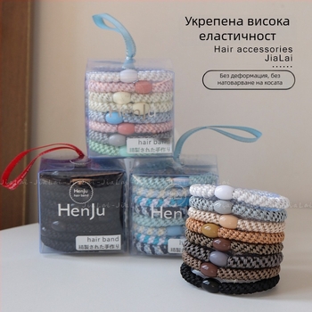 Аксесоар за коса – плетено въже за коса, ръчна изработка, смесени материали, стил: плитка, сезон: лято 2024