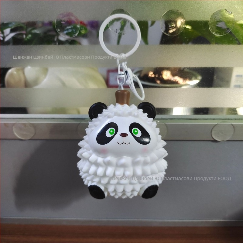 Ключодържател със светеща панда-дуриан фигура, забавна плодова серия, вискоза, опаковка OPP, за възраст 15–35 години