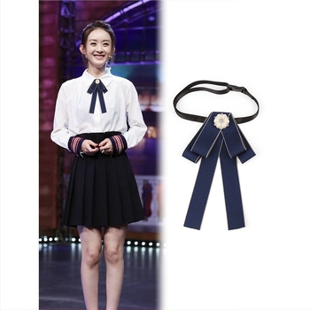 Женска JK риза с яка-панделка и цвете на яка, Материал: Агат, Подплата: Полиестер