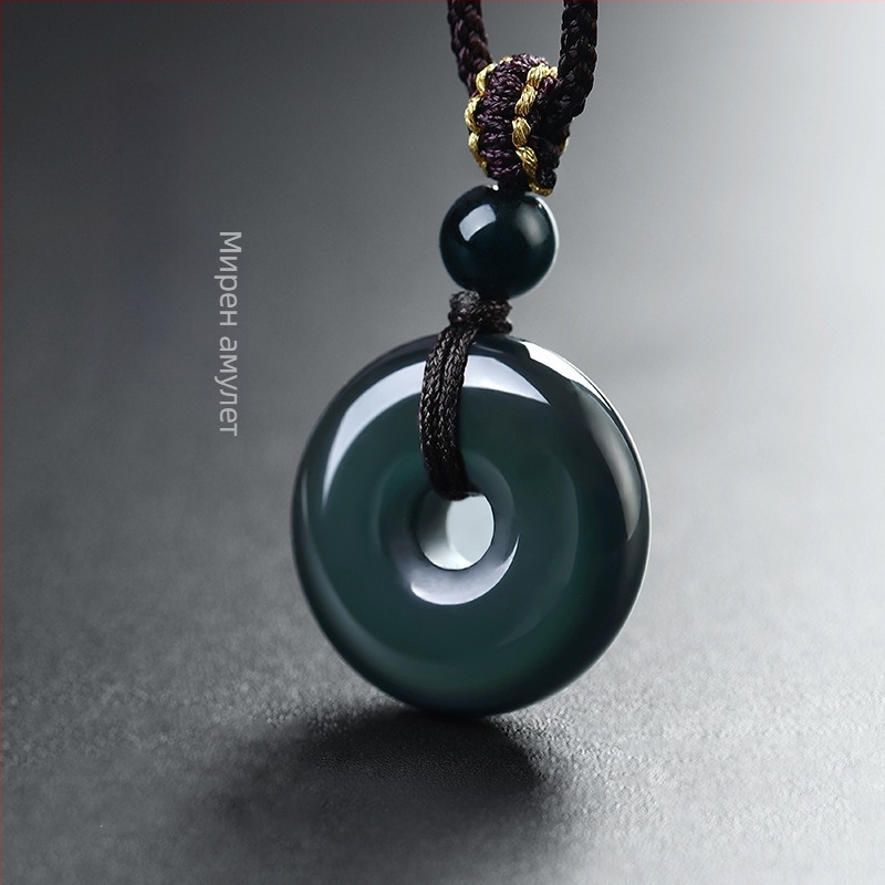 Обсидианова огърлица с геометрична форма и радужни очи – полирана обработка, китайски стил, литературно ретро