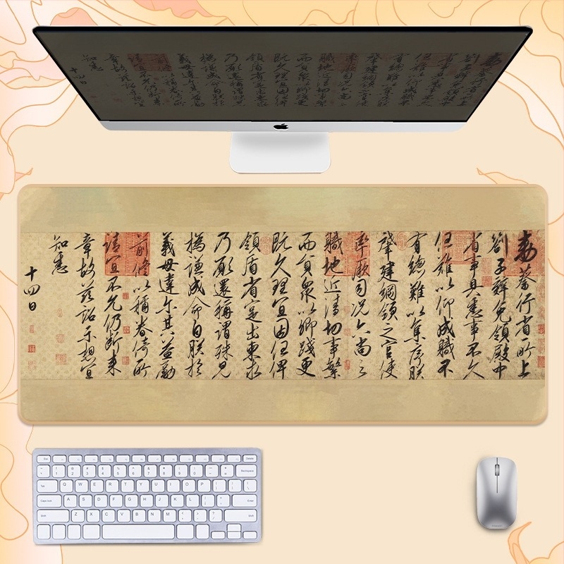 Гумирана подложка за бюро, двустранна, нехлъзгаща, OEM персонализиране, мотиви поезия и живопис