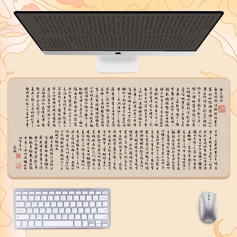 Гумирана подложка за бюро, двустранна, нехлъзгаща, OEM персонализиране, мотиви поезия и живопис