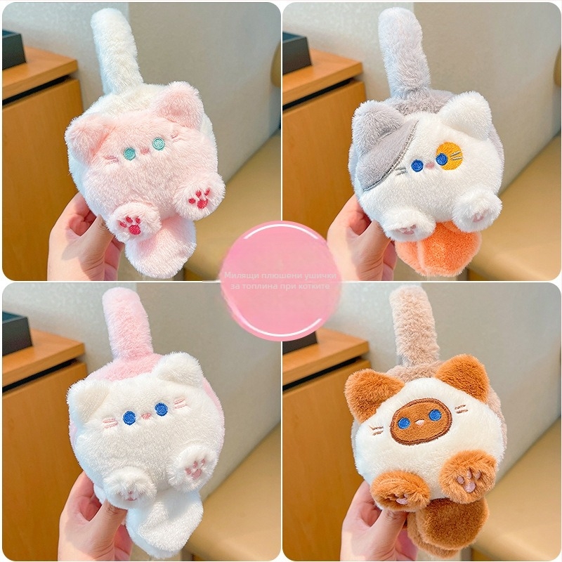 Детски earmuffs, cartoon дизайн, Back-wearing стил, изкуствен зайчи пух, зимно топло
