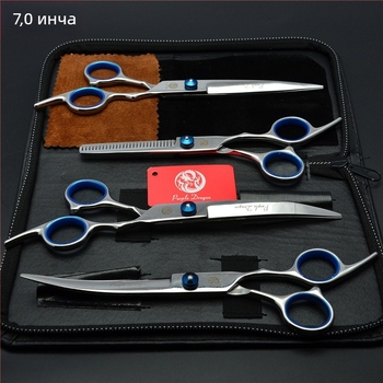 Комплект ножици за подстригване на кучета: прави и извити ножици за подстригване на козината, набор за грижа за козината, коприна цветя