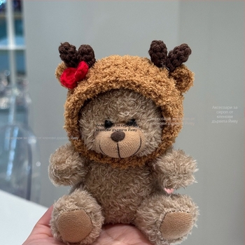 Шапка за плюшена кукла - вълна, ръчно плетена, карикатурен стил, модел с малки животни