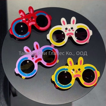 Детски поляризирани слънчеви очила с ушички на зайче, UV400 защита, пълна рамка, поликарбонатни лещи, огледални лещи (категория 3)