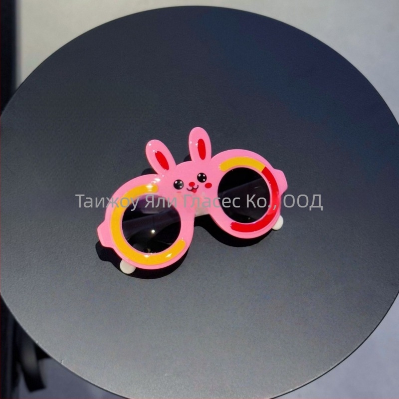 Детски поляризирани слънчеви очила с ушички на зайче, UV400 защита, пълна рамка, поликарбонатни лещи, огледални лещи (категория 3)