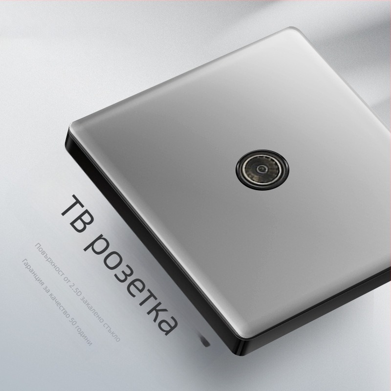 1-гнезден скрит USB изход със закален стъклен превключвател, 86 тип, LED индикатор, монтаж 60×60 мм, медно-фосфор бронзови контакти