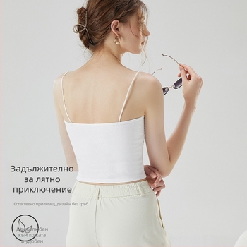 Дамска потничка с подплънка за бюст, памук 90–95%, V-образно деколте, презрамкова кройка, 161–180 g/m²