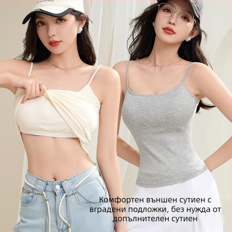 Дамски камизол топ, улично-хипстър стил, къса дължина, висока еластичност, вискозна тъкан (90–95% вискоза)