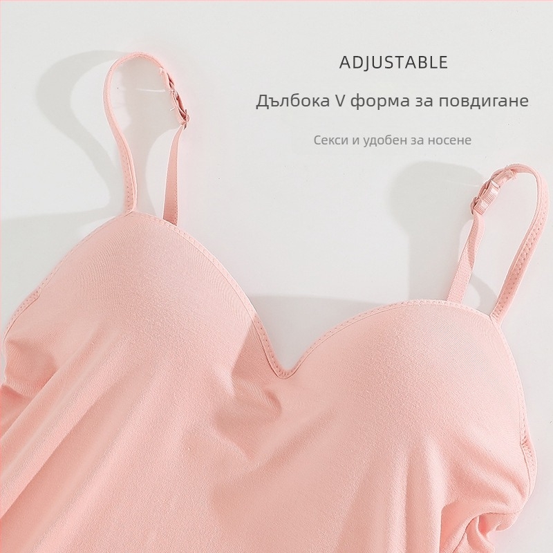 Потник от модал за жени с фиксирани чашки, секси дълбоко V деколте, открит гръб, корейски стил слинг, съдържание 90–95% модал