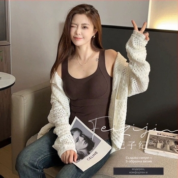 Потник за жени от найлон, стил жилетка с широки презрамки, кръгла яка, подходящ за всички сезони, съдържание на основния плат 50-70%