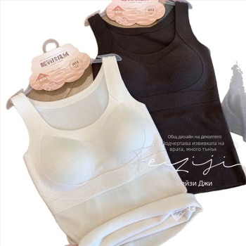 Потник за жени от найлон, стил жилетка с широки презрамки, кръгла яка, подходящ за всички сезони, съдържание на основния плат 50-70%