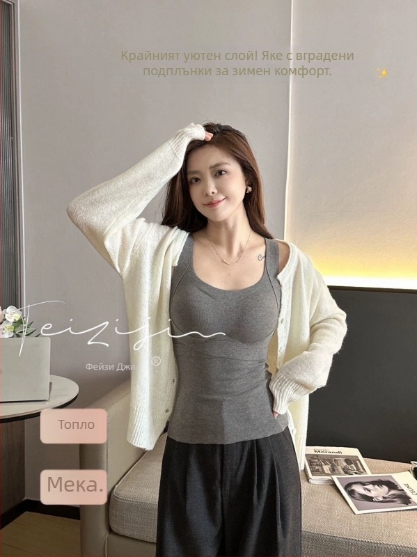 Потник за жени от найлон, стил жилетка с широки презрамки, кръгла яка, подходящ за всички сезони, съдържание на основния плат 50-70%