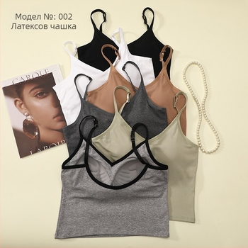 Памучен потник с U-образна гръбна част, памучна подплата, V-образно деколте, дебела тъкан 201–250 г/м²