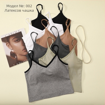 Памучен потник с U-образна гръбна част, памучна подплата, V-образно деколте, дебела тъкан 201–250 г/м²