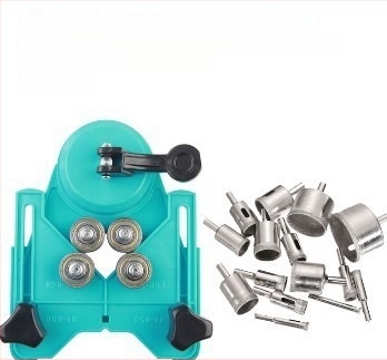 Позиционер за дупки в плочки с регулируемо позициониране и кантиране; за керамични плочки и мрамор, метал/пластмаса, 1 комплект, ръчна изработка, за домашна употреба